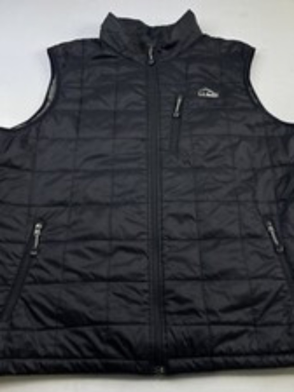 LL Bean Men Black Vest Primaloft Packaway Full Zip Quilted Lightweight